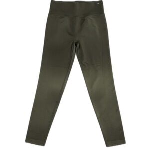 Pink Active Olive Green Ribbed Leggings Womens M High Rise Athletic Yoga Gym
